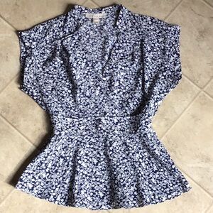 Monteau Los Angeles, Blue Floral Top
